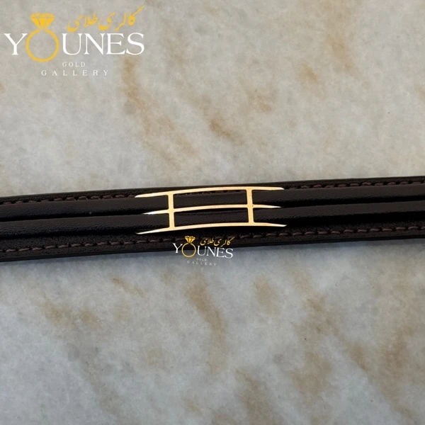 دستبند طلا چرم مردانه سه لاین L136